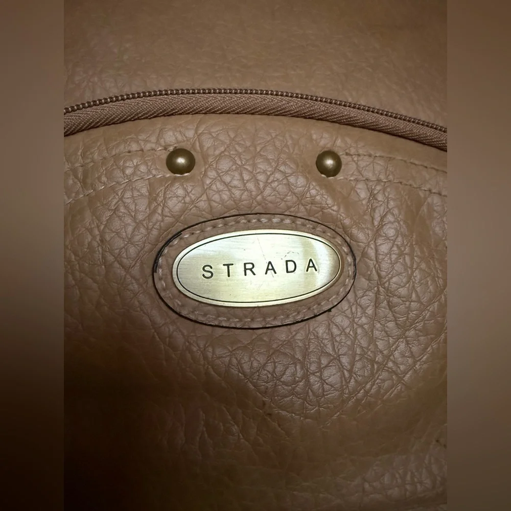 Strada Tan Beige Leather Braided Handle Boho Hobo Purse